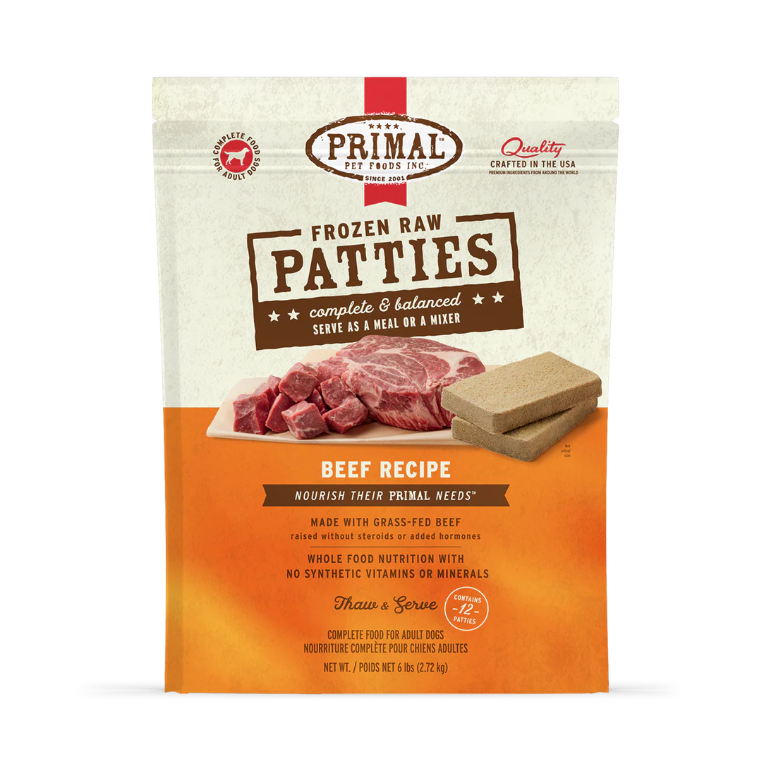 Primal Frozen Raw Patties for Dogs, 6 lb